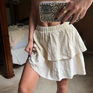 Chic Cream Layered Skater Skirt